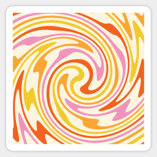 70s Retro Swirl Yellow Pink Color Abstract Sticker